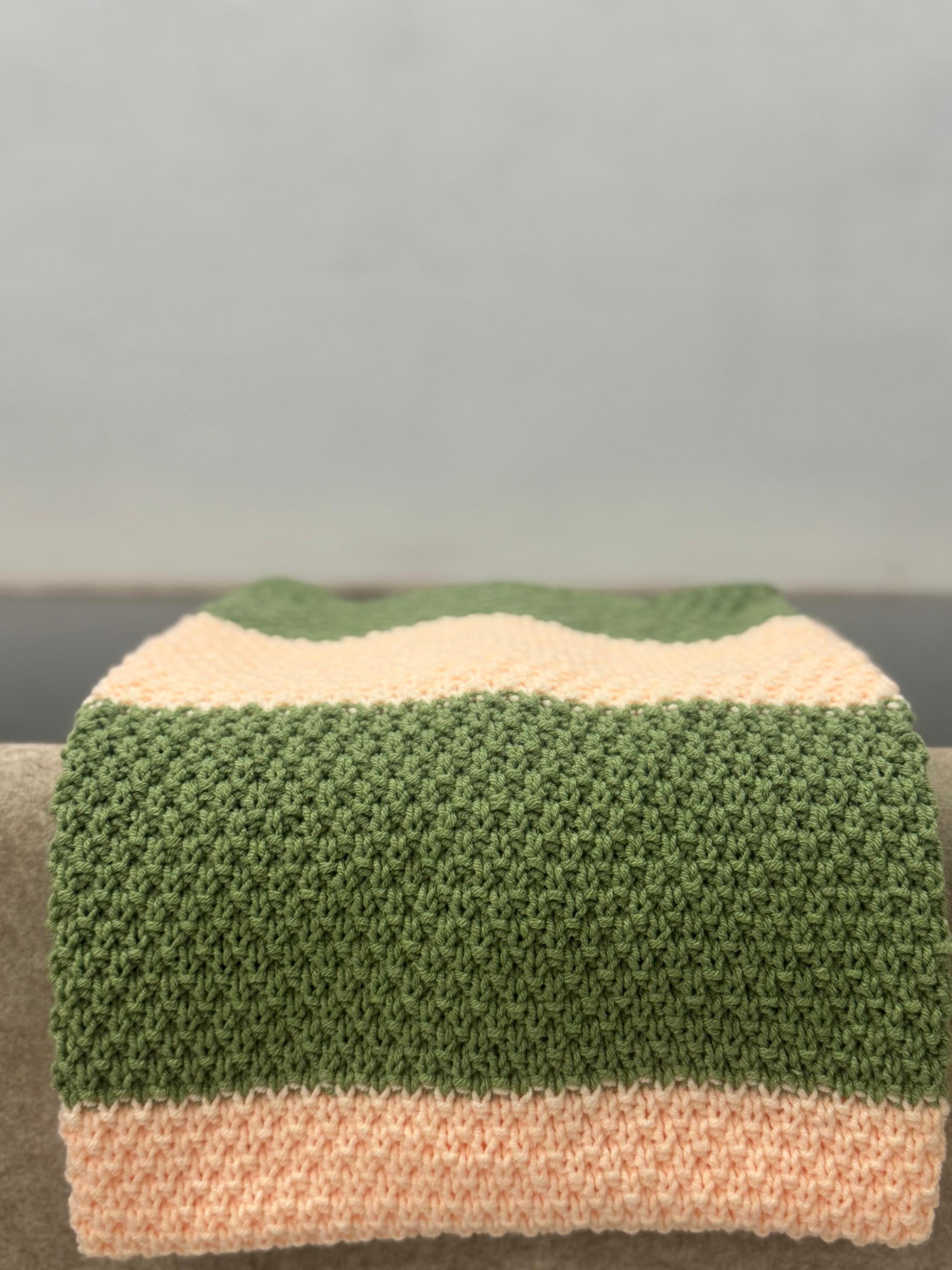 Meadow Stripe Baby Blanket Knitting Pattern – Easy Textured Knit Beginner DK PDF Pattern