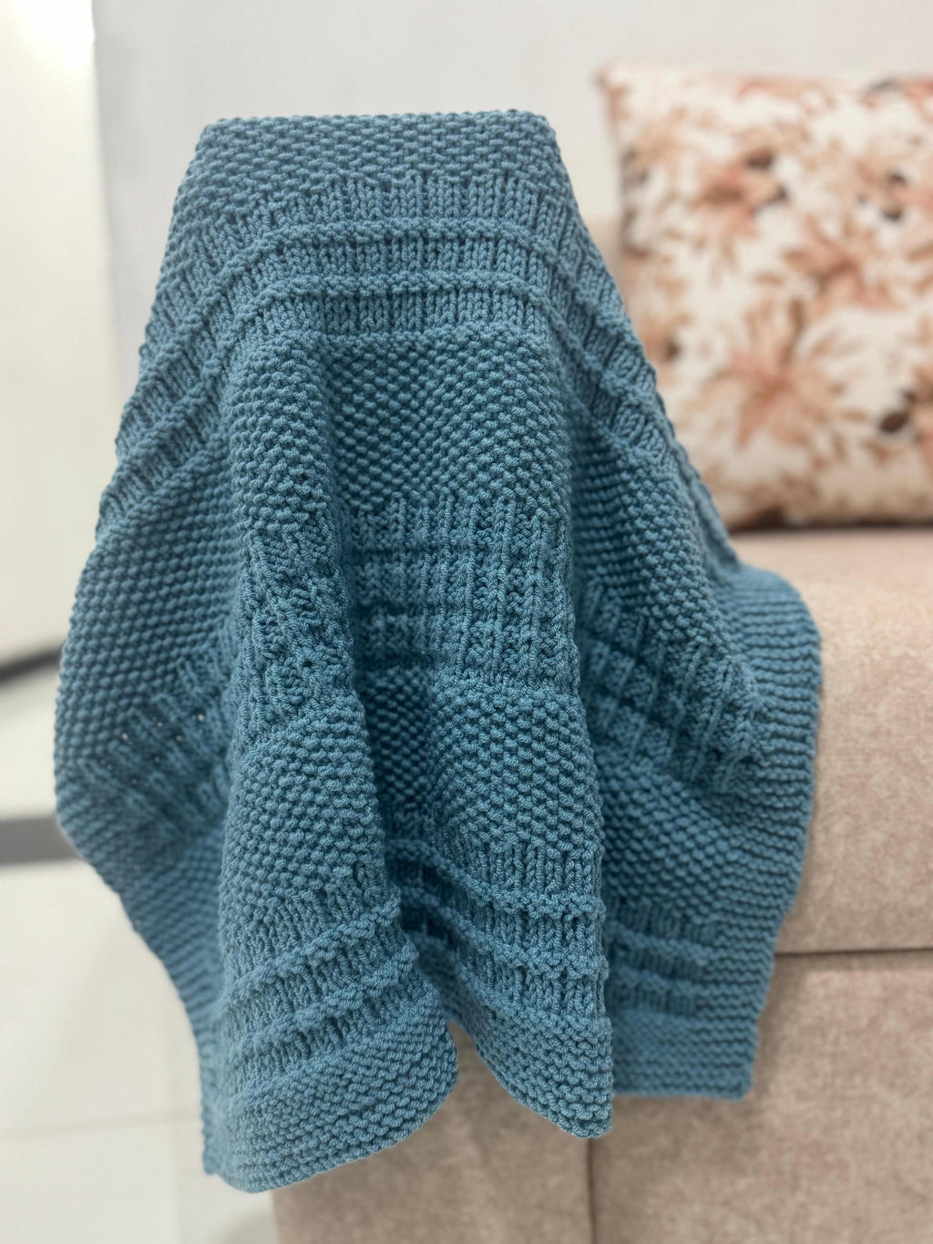 Cascade Texture Knit Blanket Pattern – Easy Repeat Throw Design – PDF Knitting Pattern