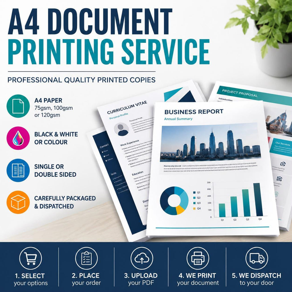 A4 Document Printing Service | Professional Copies (75gsm/120gsm)