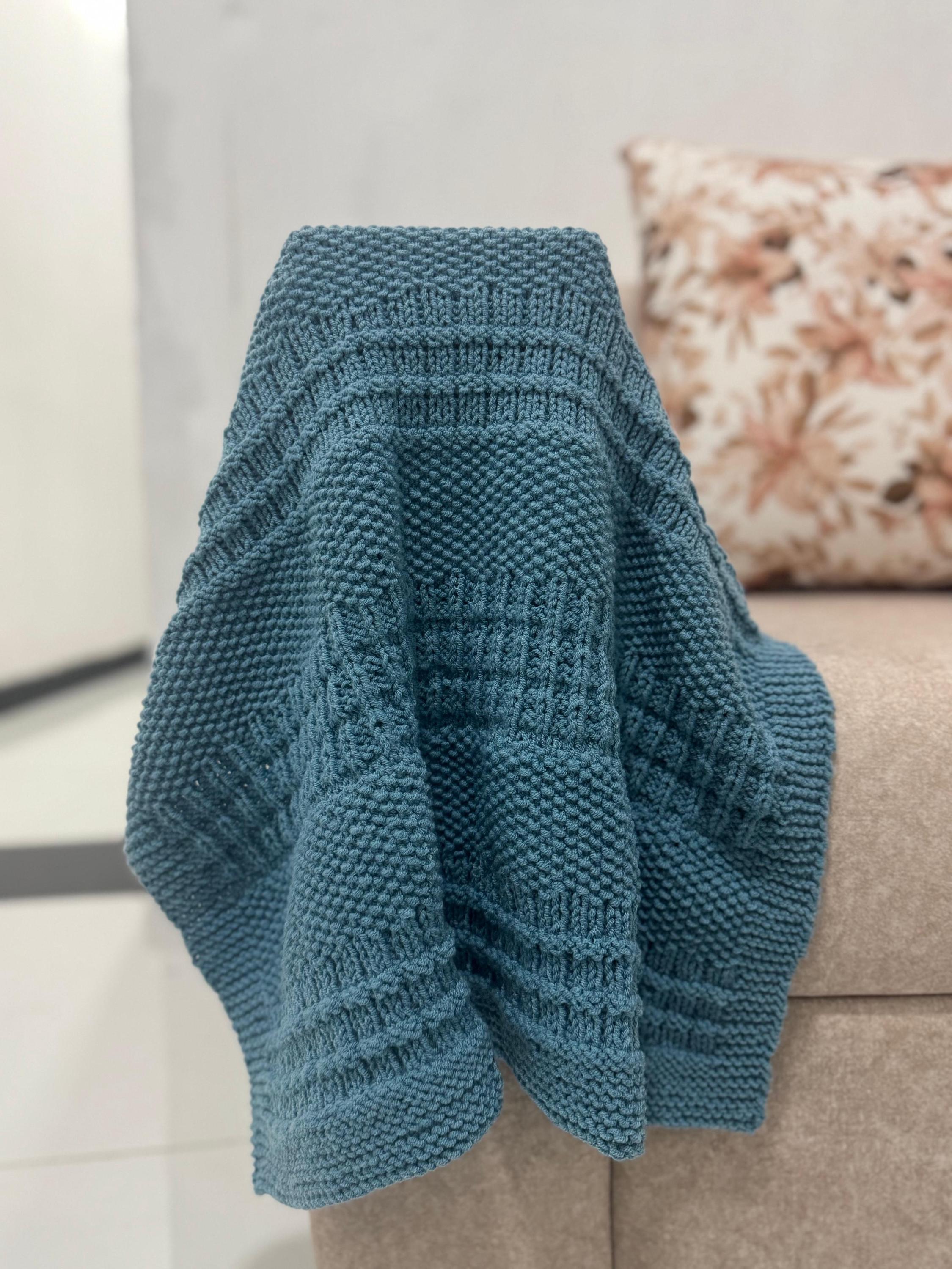 Cascade Texture Knit Blanket Pattern – Easy Repeat Throw Design – PDF Knitting Pattern