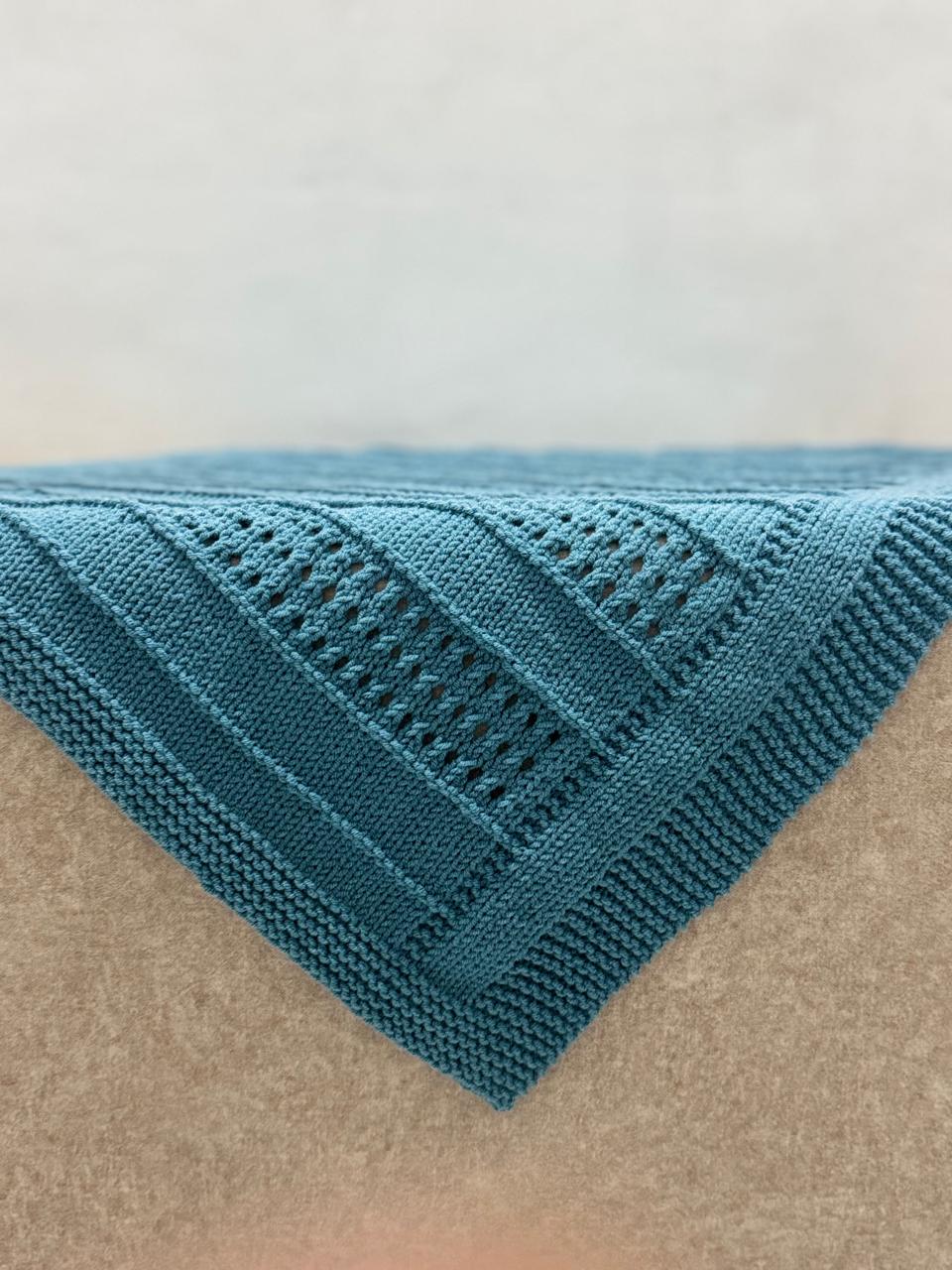 Ocean Ripple Baby Blanket Knitting Pattern – Easy Eyelet Knit Modern DK PDF Pattern