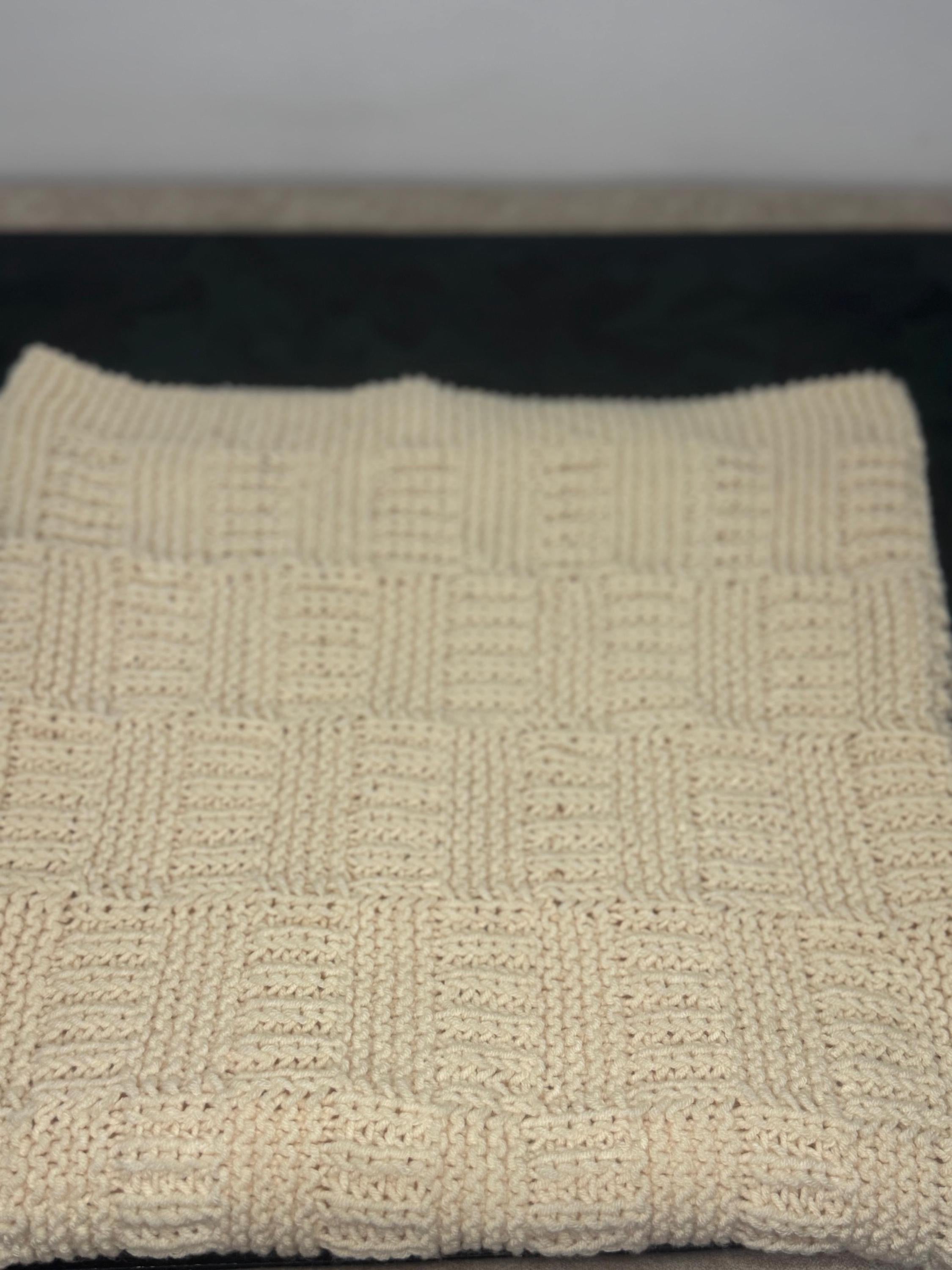 Ivory Squares Baby Blanket Knitting Pattern – Easy Textured Knit – Beginner DK PDF Knitting Pattern