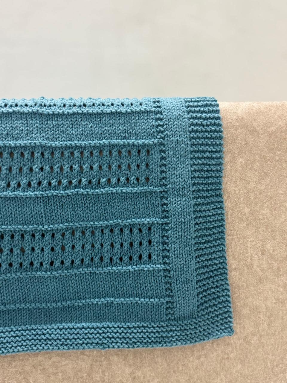 Ocean Ripple Baby Blanket Knitting Pattern – Easy Eyelet Knit Modern DK PDF Pattern