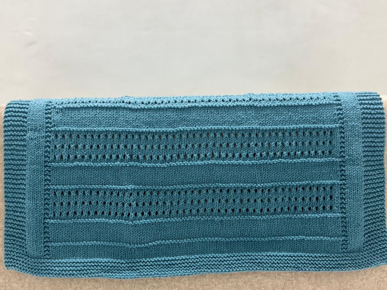 Ocean Ripple Baby Blanket Knitting Pattern – Easy Eyelet Knit Modern DK PDF Pattern