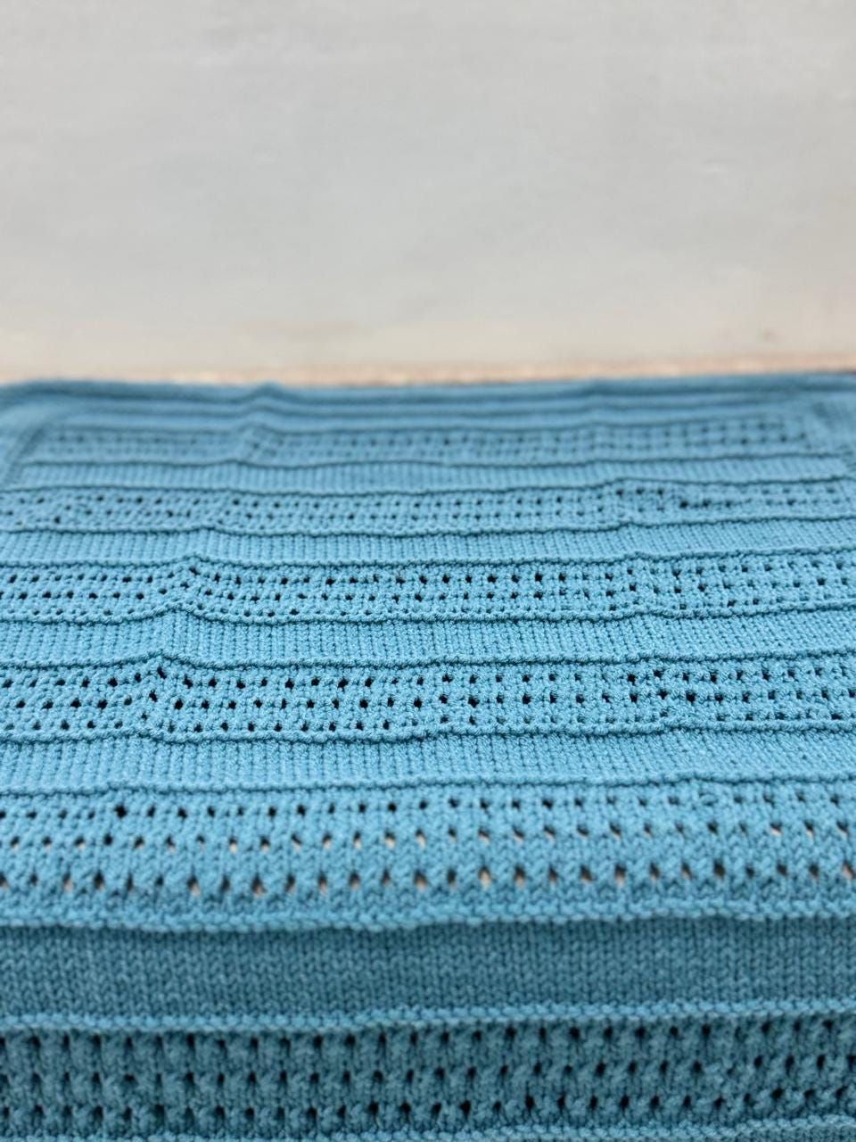 Ocean Ripple Baby Blanket Knitting Pattern – Easy Eyelet Knit Modern DK PDF Pattern