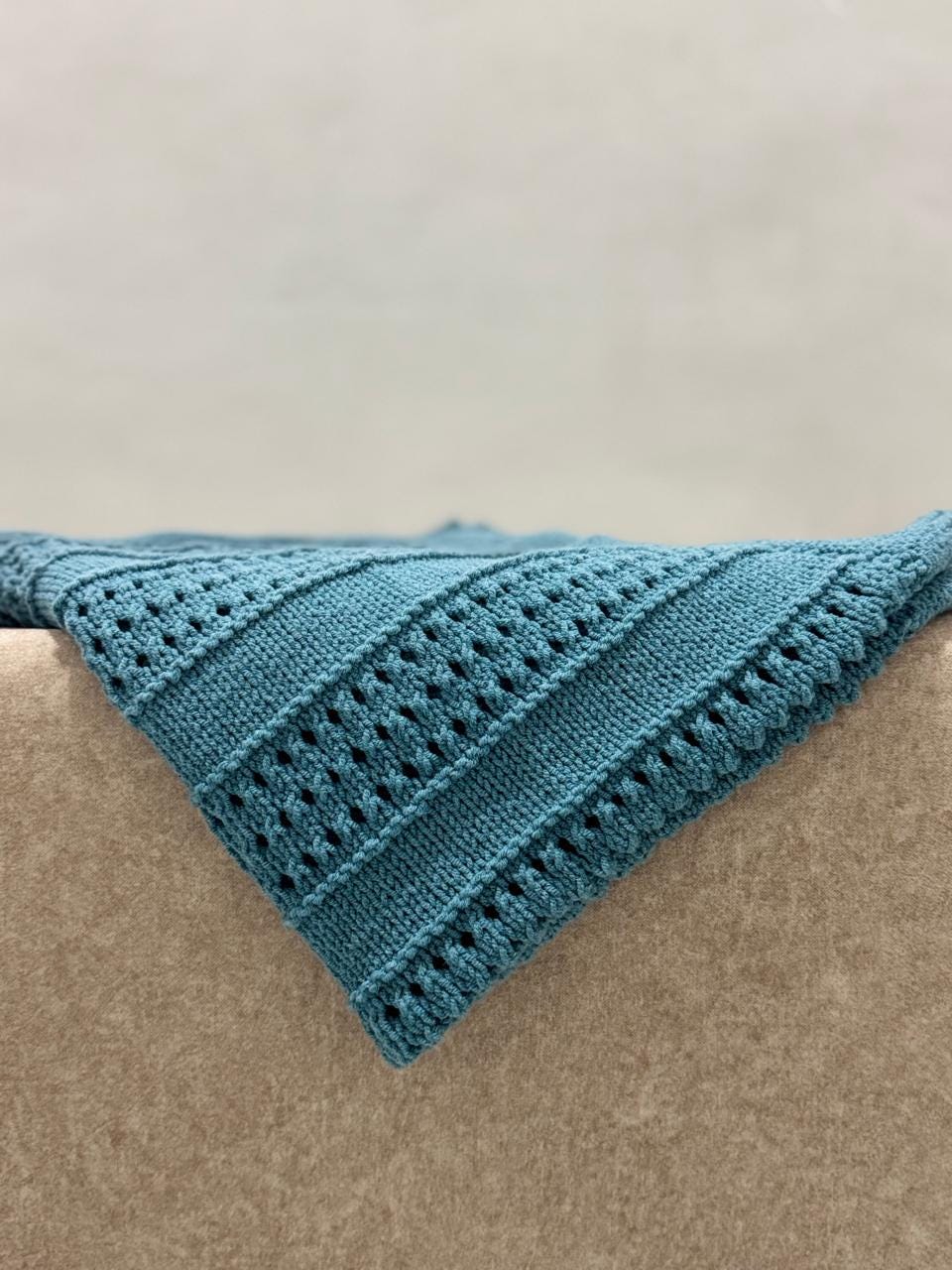 Ocean Ripple Baby Blanket Knitting Pattern – Easy Eyelet Knit Modern DK PDF Pattern