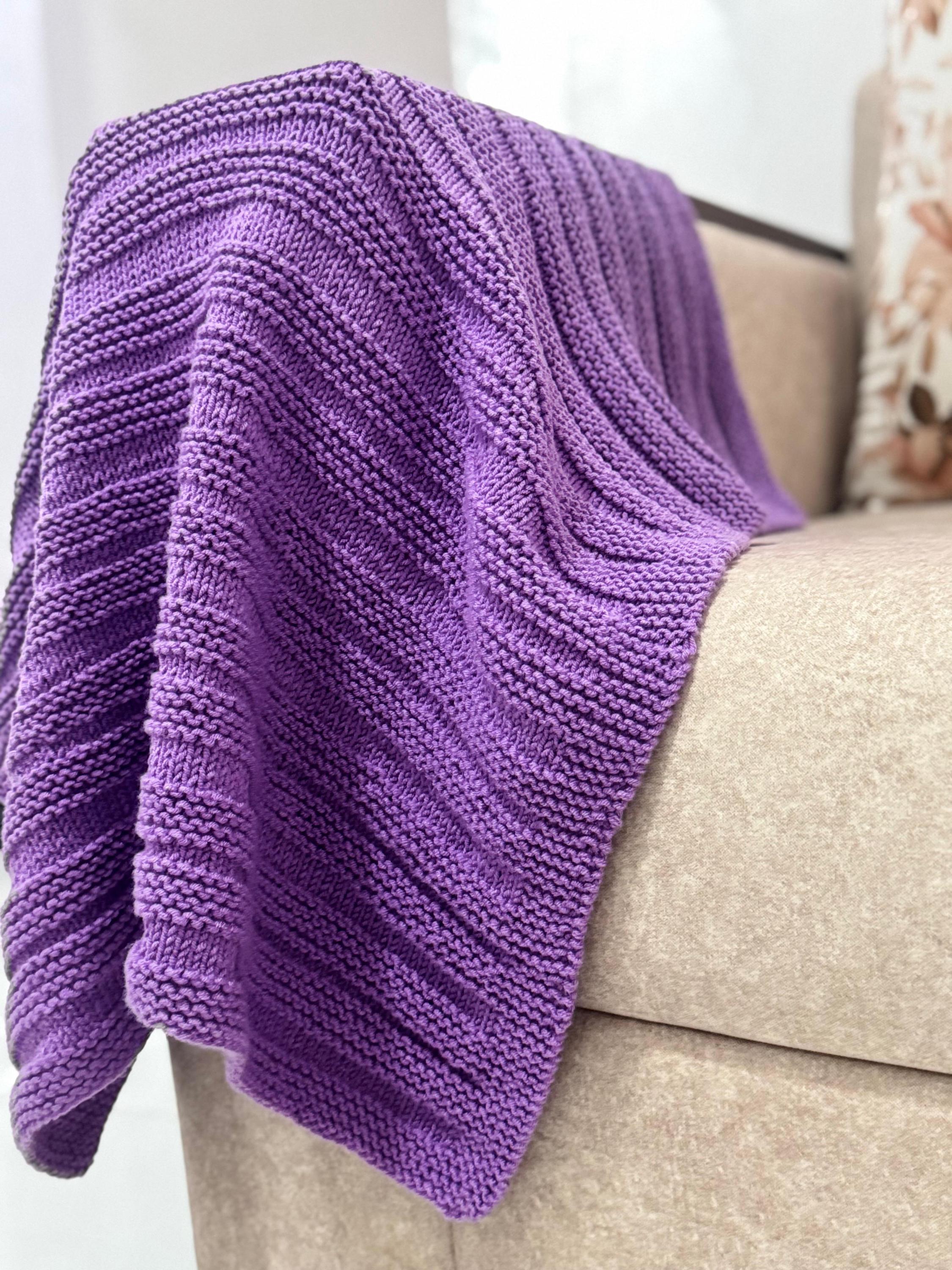 Lavender Ridges Knitting Pattern | Easy Textured DK Knit | Cozy Baby Blanket PDF