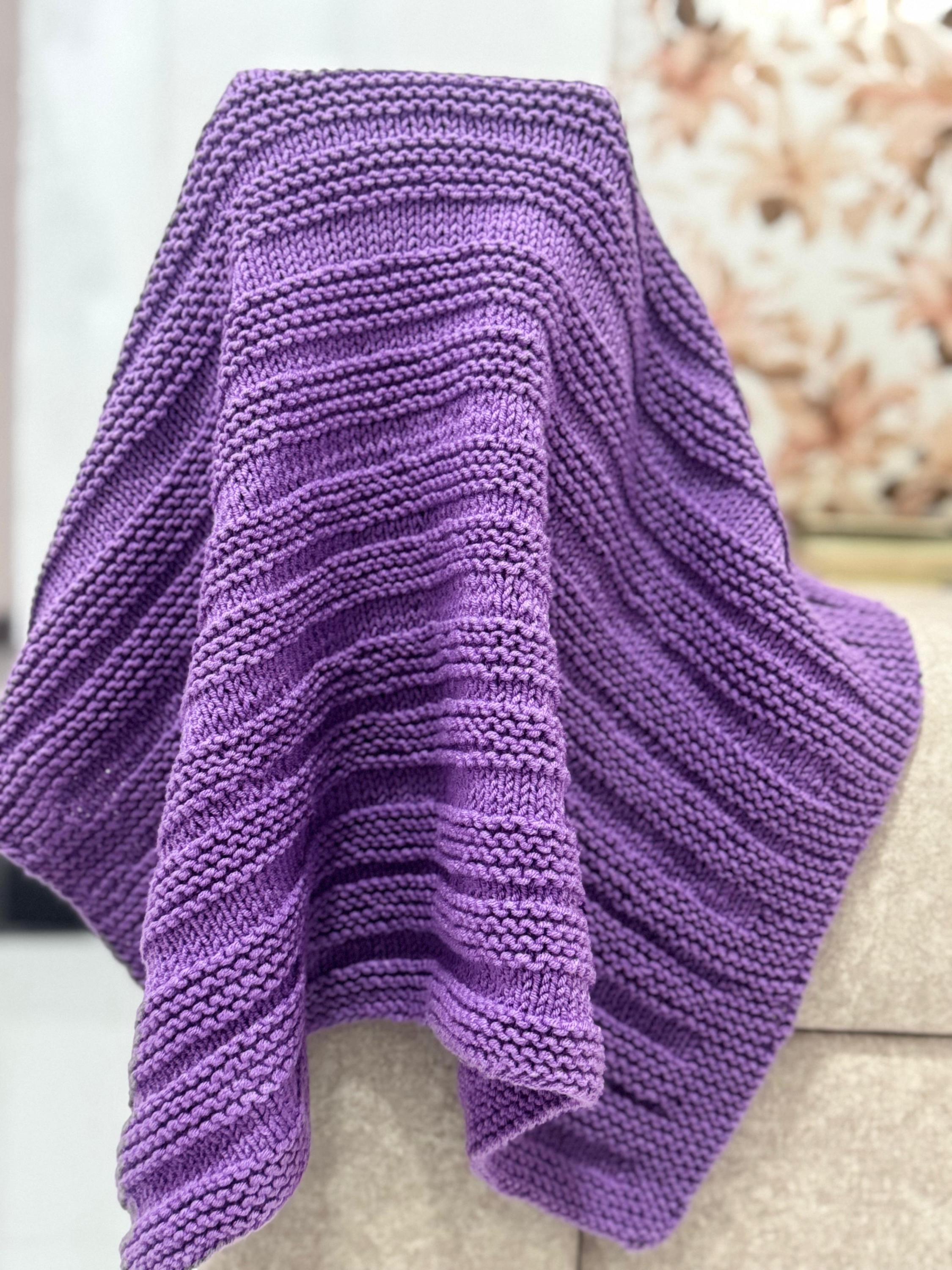 Lavender Ridges Knitting Pattern | Easy Textured DK Knit | Cozy Baby Blanket PDF