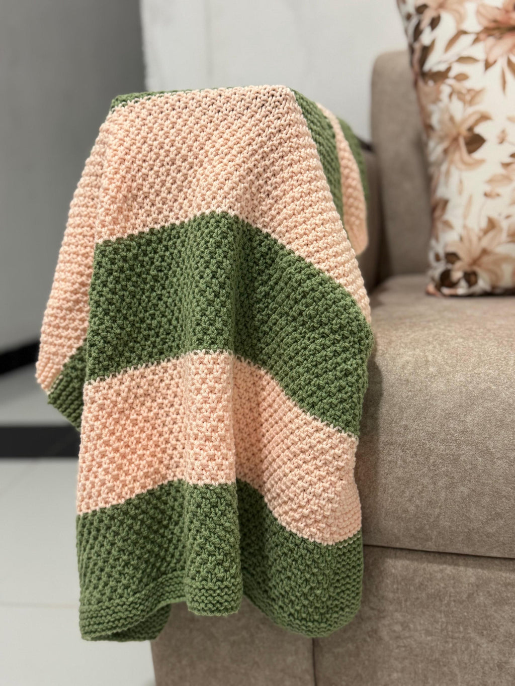 Meadow Stripe Baby Blanket Knitting Pattern – Easy Textured Knit Beginner DK PDF Pattern