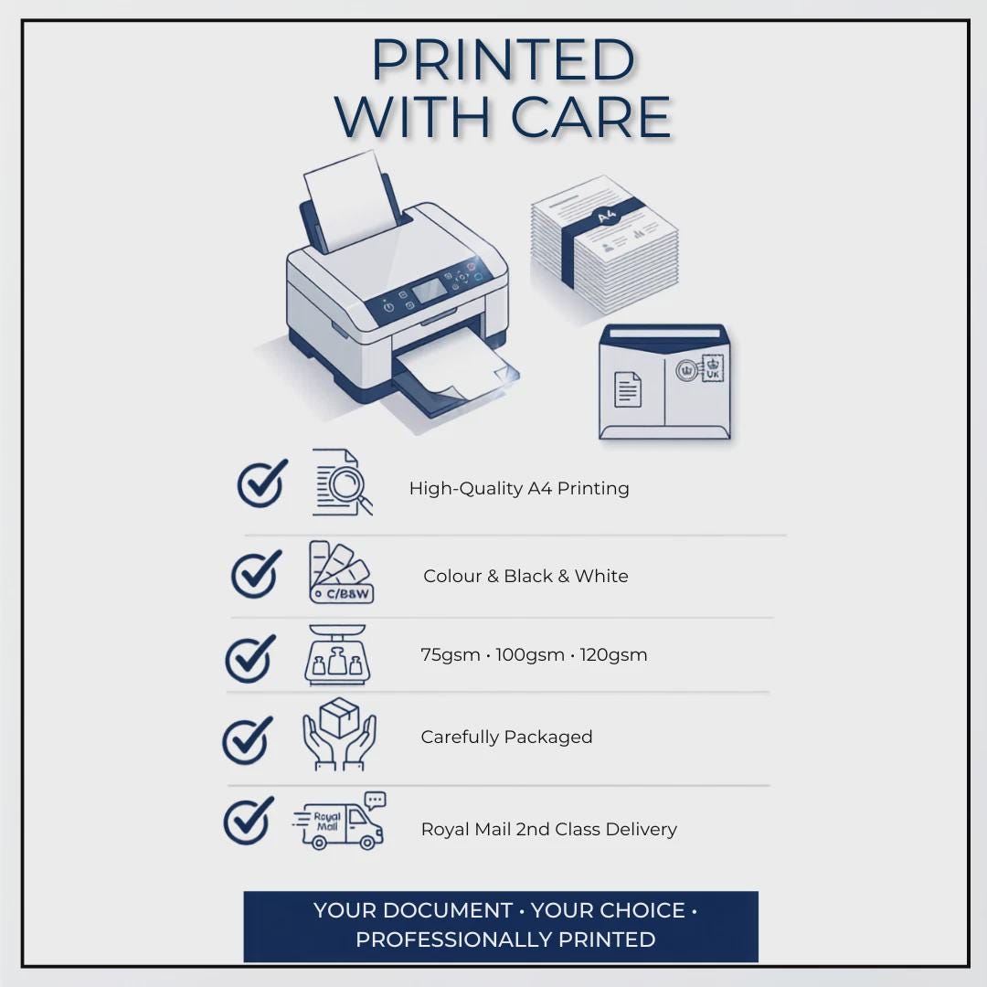 A4 Document Printing Service | Professional Copies (75gsm/120gsm)