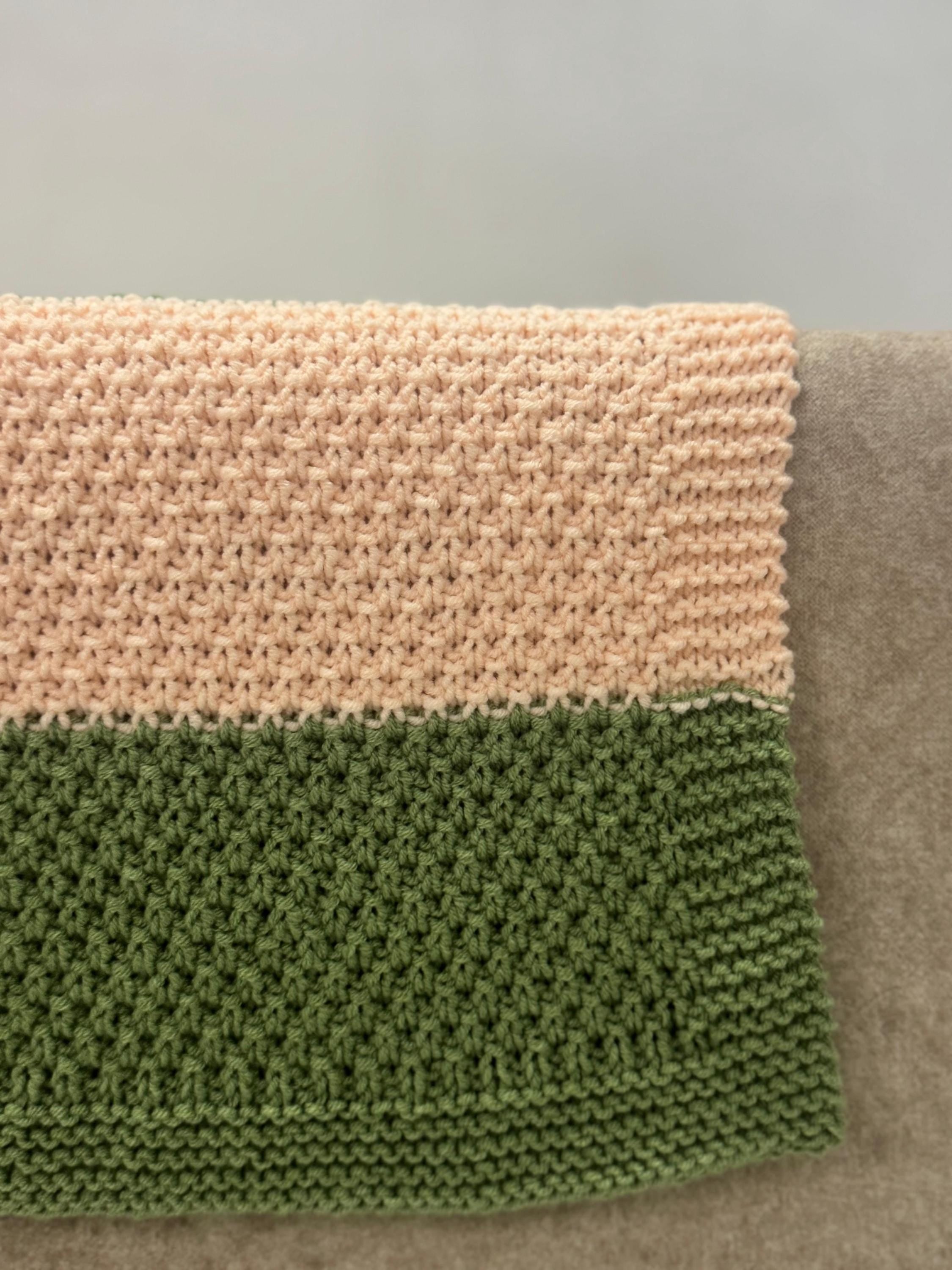 Meadow Stripe Baby Blanket Knitting Pattern – Easy Textured Knit Beginner DK PDF Pattern