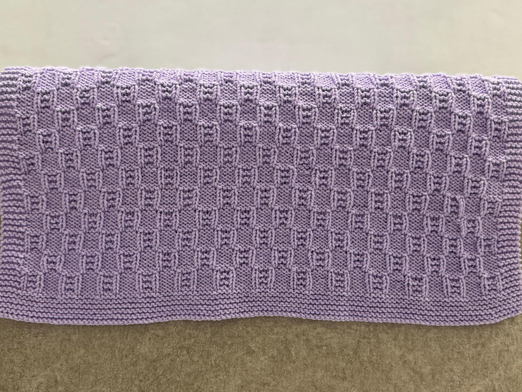 Lavender Tile Knit Blanket Pattern – Textured Geometric Design – PDF Knitting Pattern
