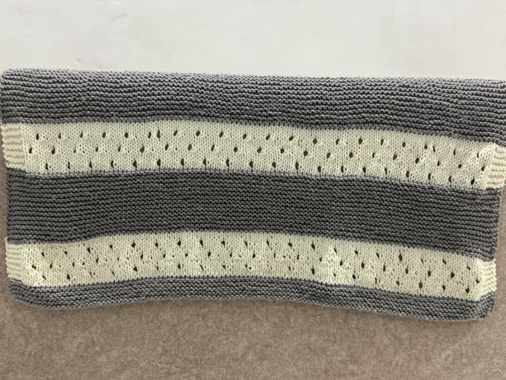 Whisper Stripe Knit Blanket Pattern – Textured Lace & Garter Stitch – PDF Knitting Pattern