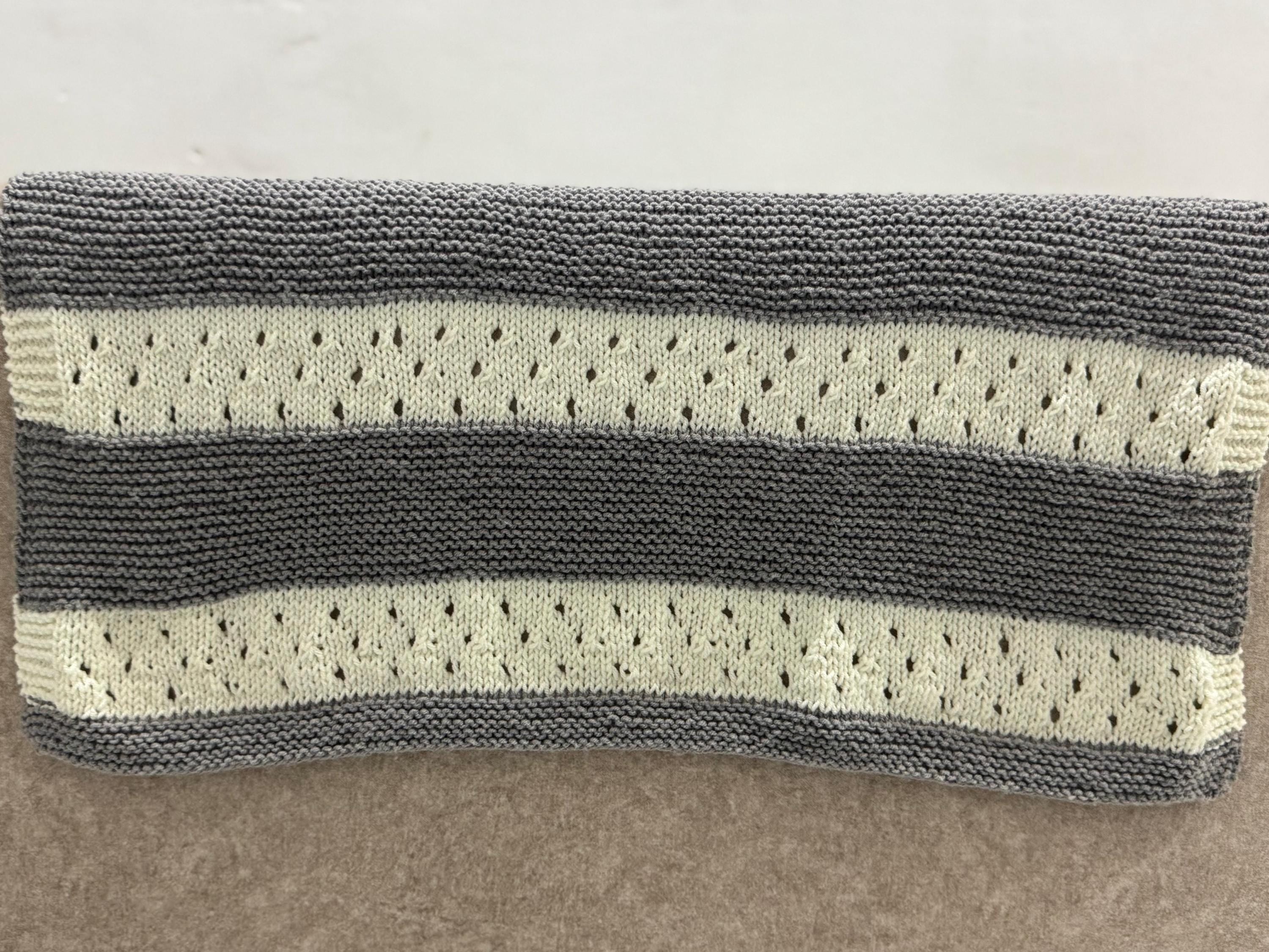 Whisper Stripe Knit Blanket Pattern – Textured Lace & Garter Stitch – PDF Knitting Pattern