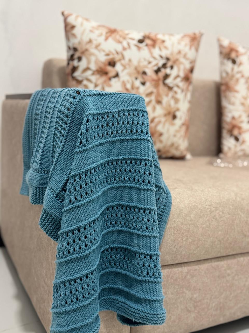 Ocean Ripple Baby Blanket Knitting Pattern – Easy Eyelet Knit Modern DK PDF Pattern