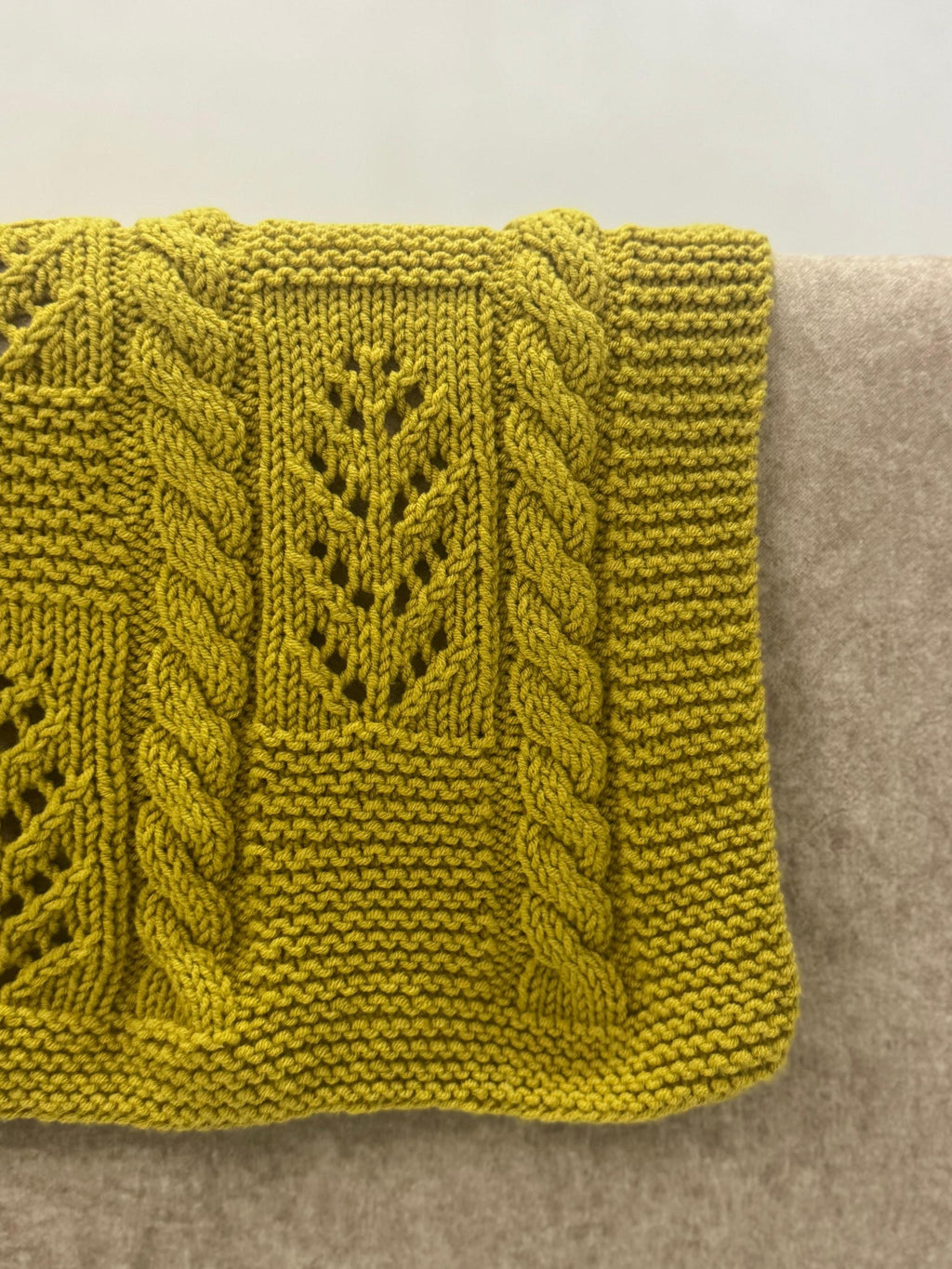 Golden Leaf Baby Blanket Knitting Pattern – Leaf Lace & Cable Knit DK PDF Pattern
