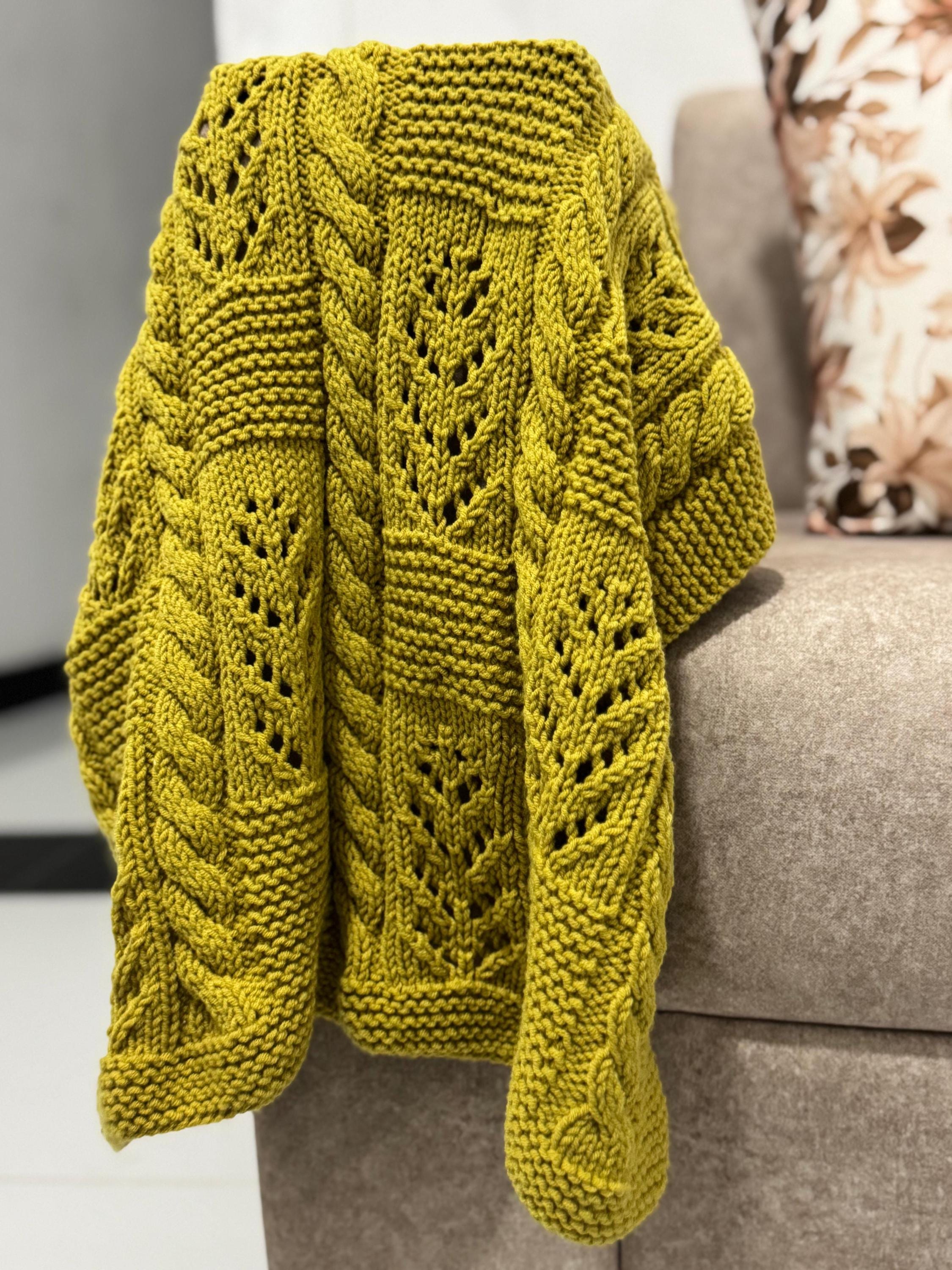 Golden Leaf Baby Blanket Knitting Pattern – Leaf Lace & Cable Knit DK PDF Pattern