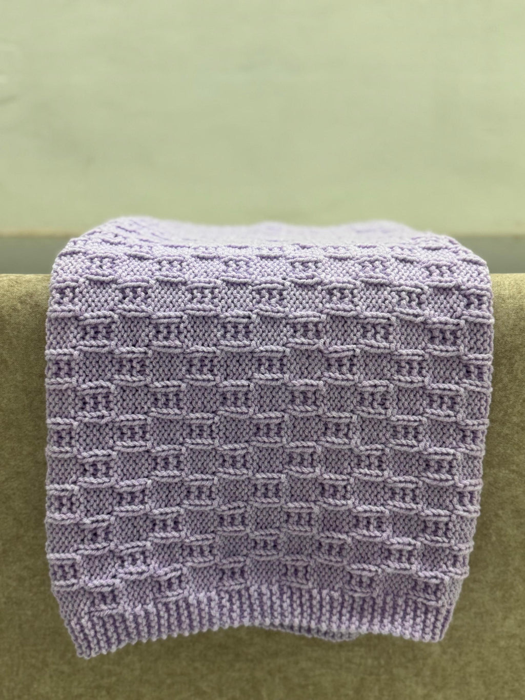 Lavender Tile Knit Blanket Pattern – Textured Geometric Design – PDF Knitting Pattern