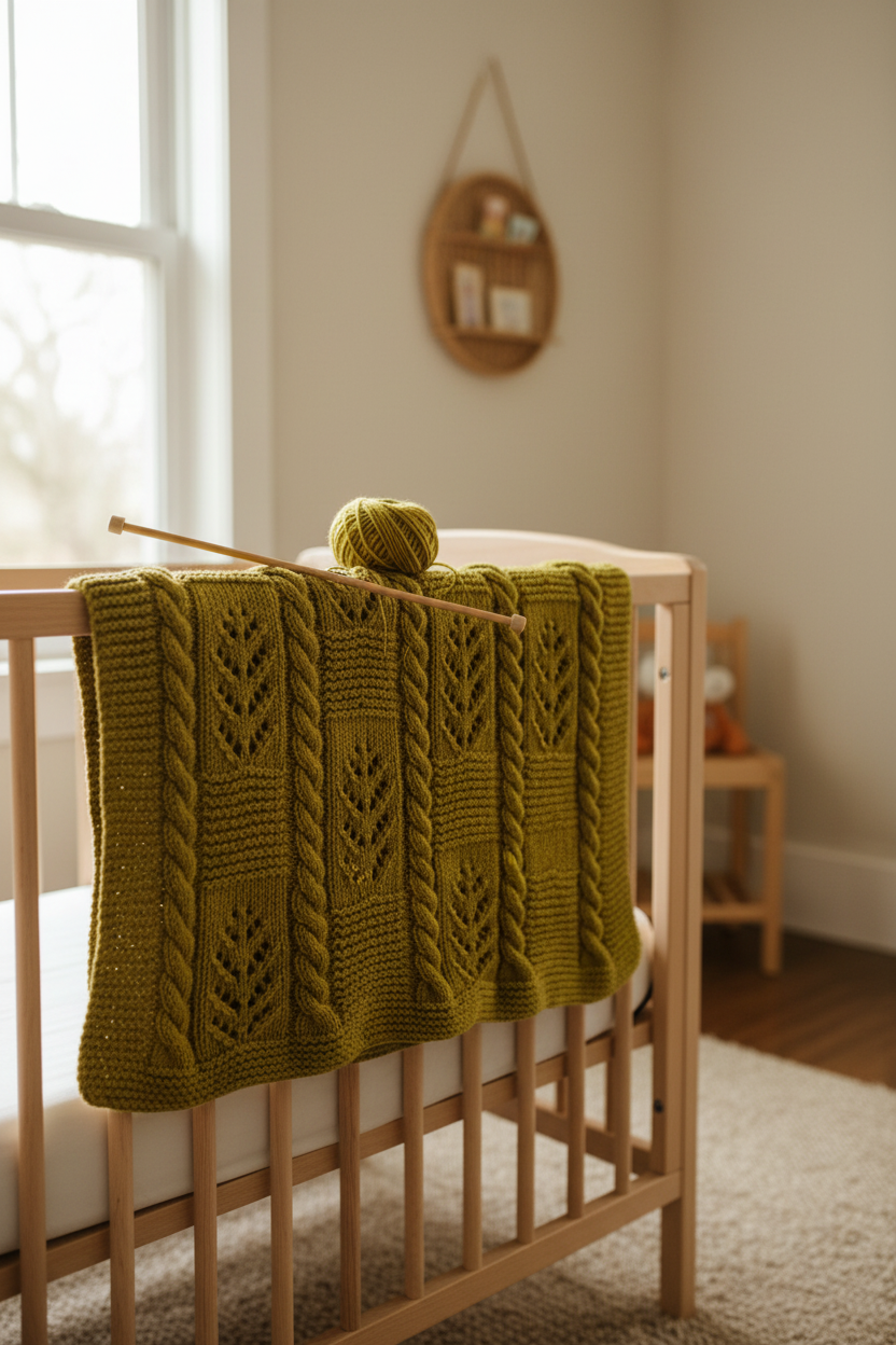 Golden Leaf Baby Blanket — Pinterest Lifestyle Image