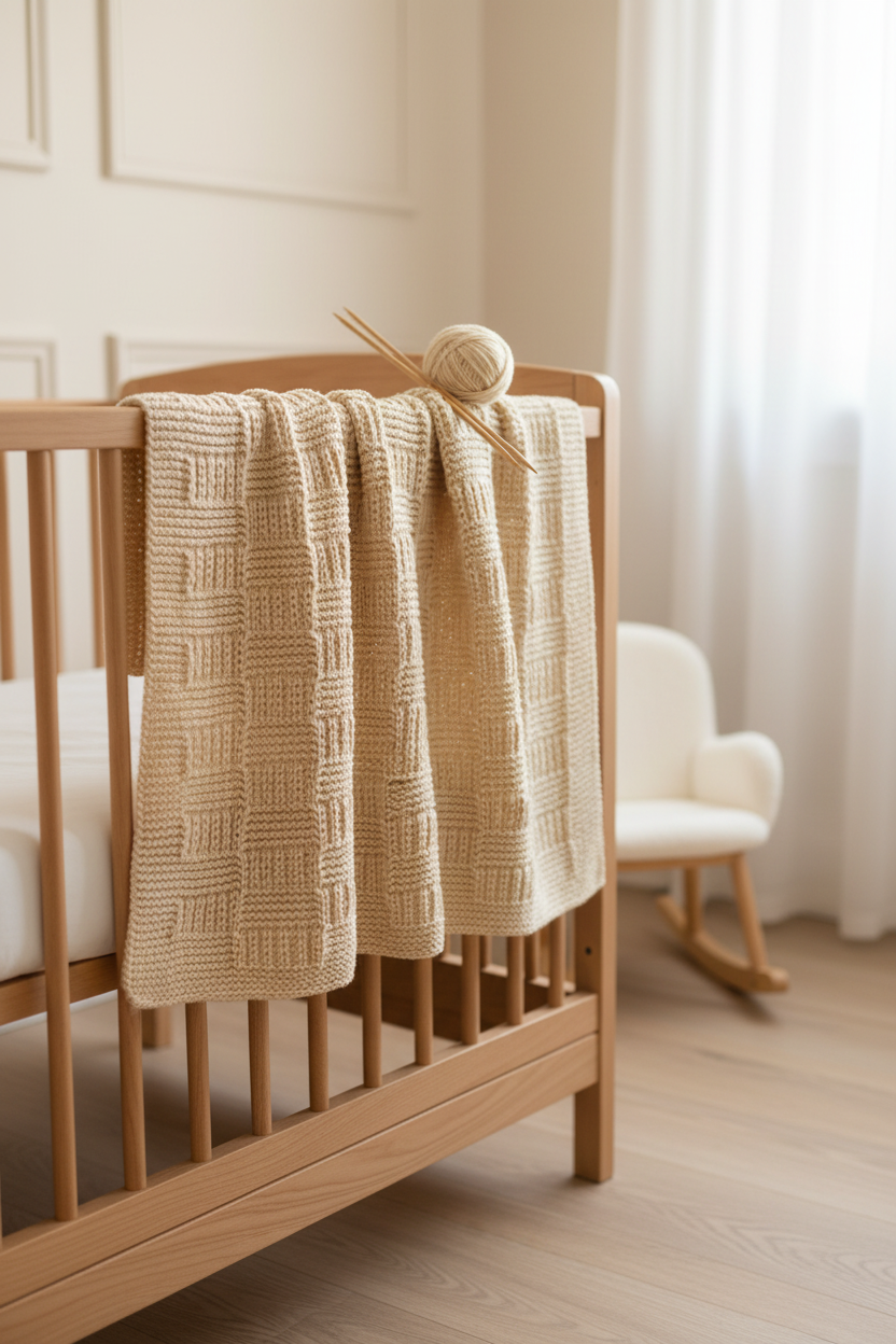 Ivory Brick Baby Blanket — Pinterest Lifestyle Image